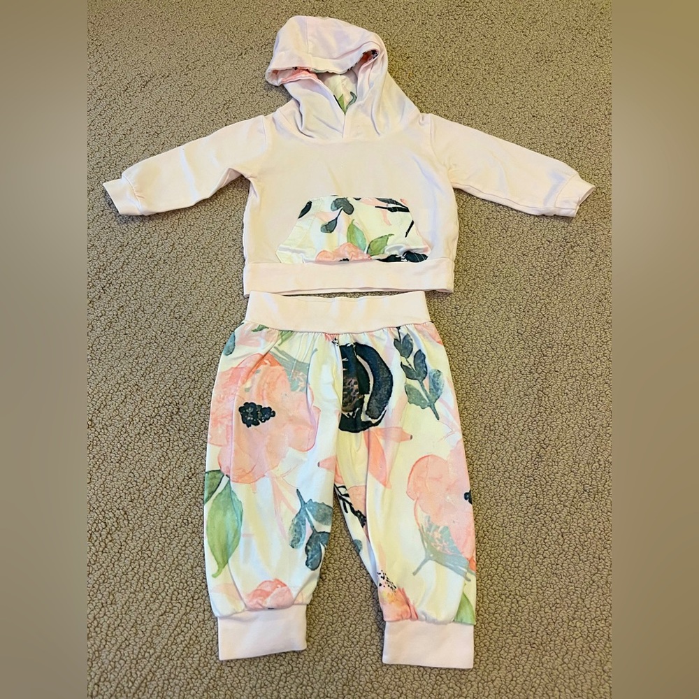 Floral sweatshirt and jogger set size 70 (6 months)